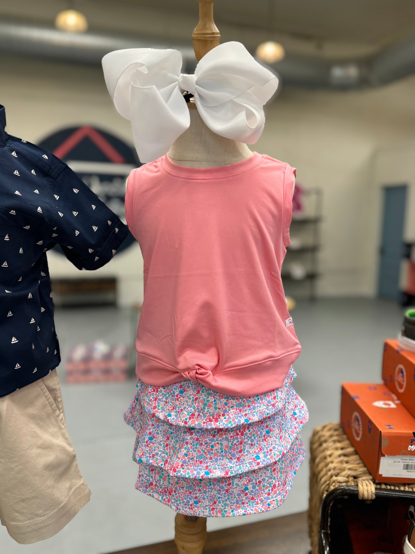 RuffleButts pink Active Top
