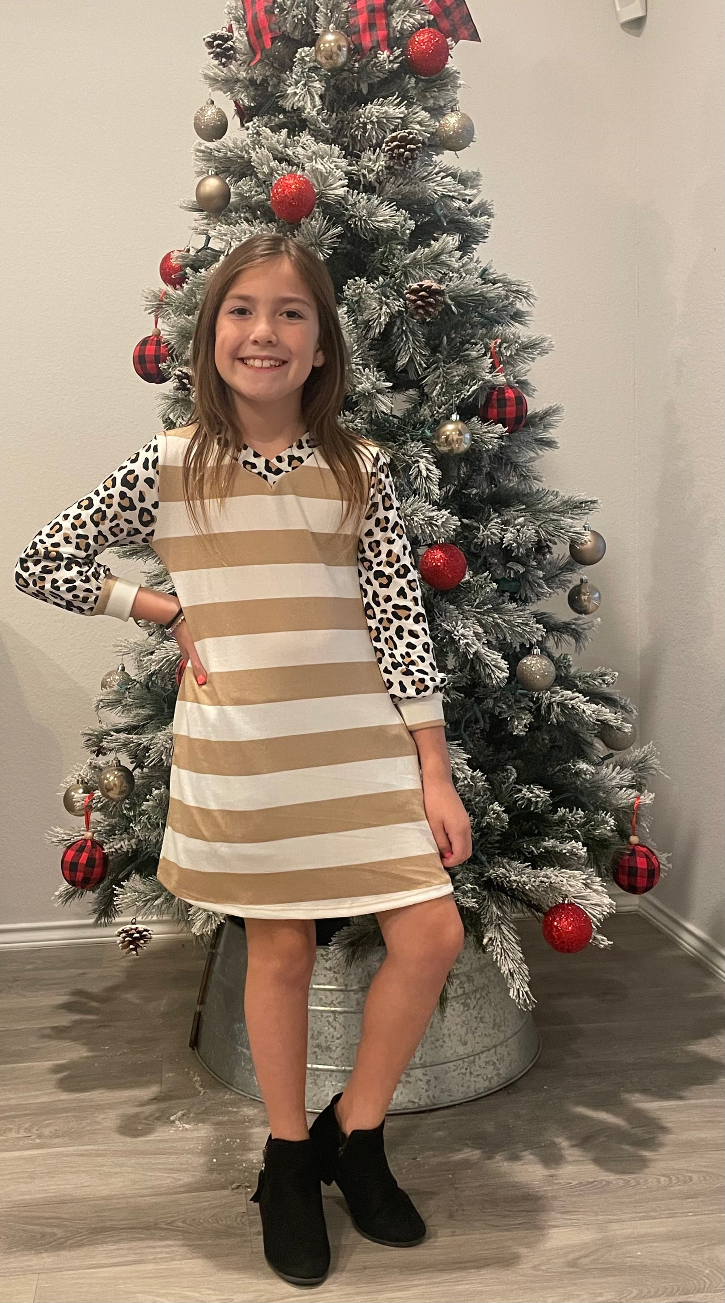 Animal print long sleeve dress
