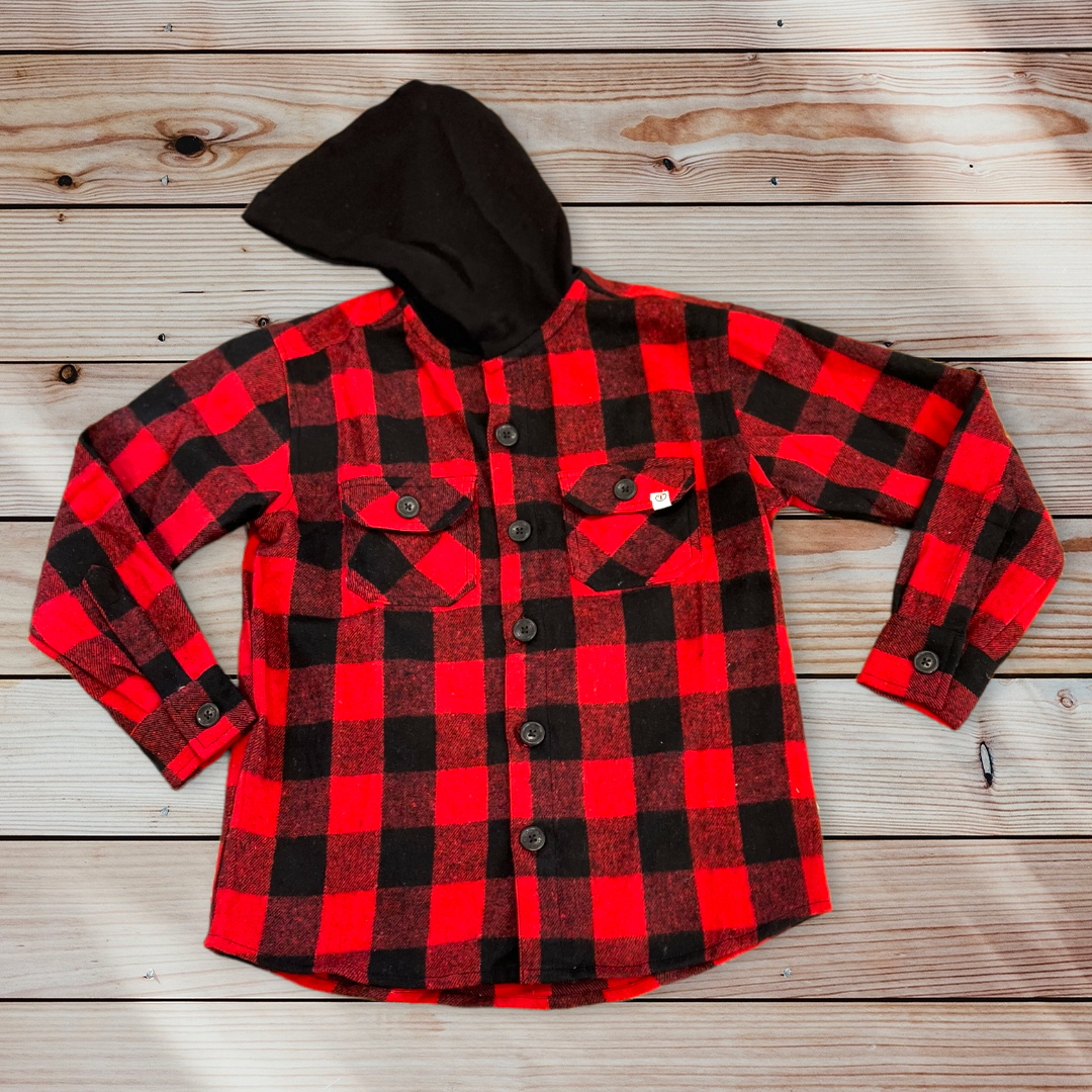 Boy’s Buffalo Plaid Red Hoodie