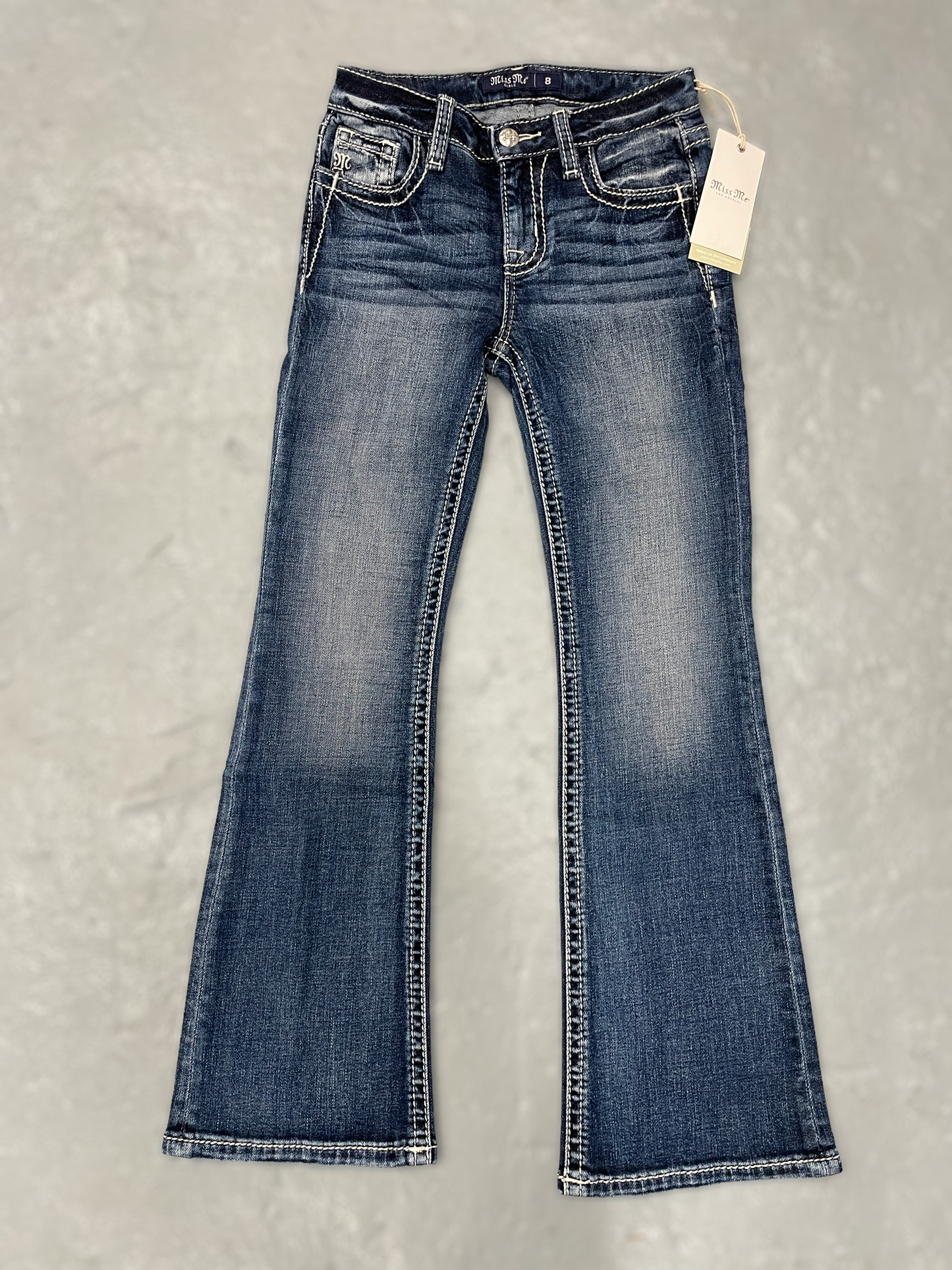 MissMe Girl’s Mid-Rise Boot Cut Jeans