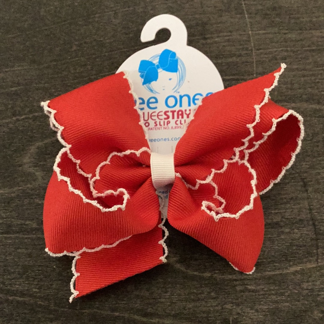 Medium Moonstitch Red Bow