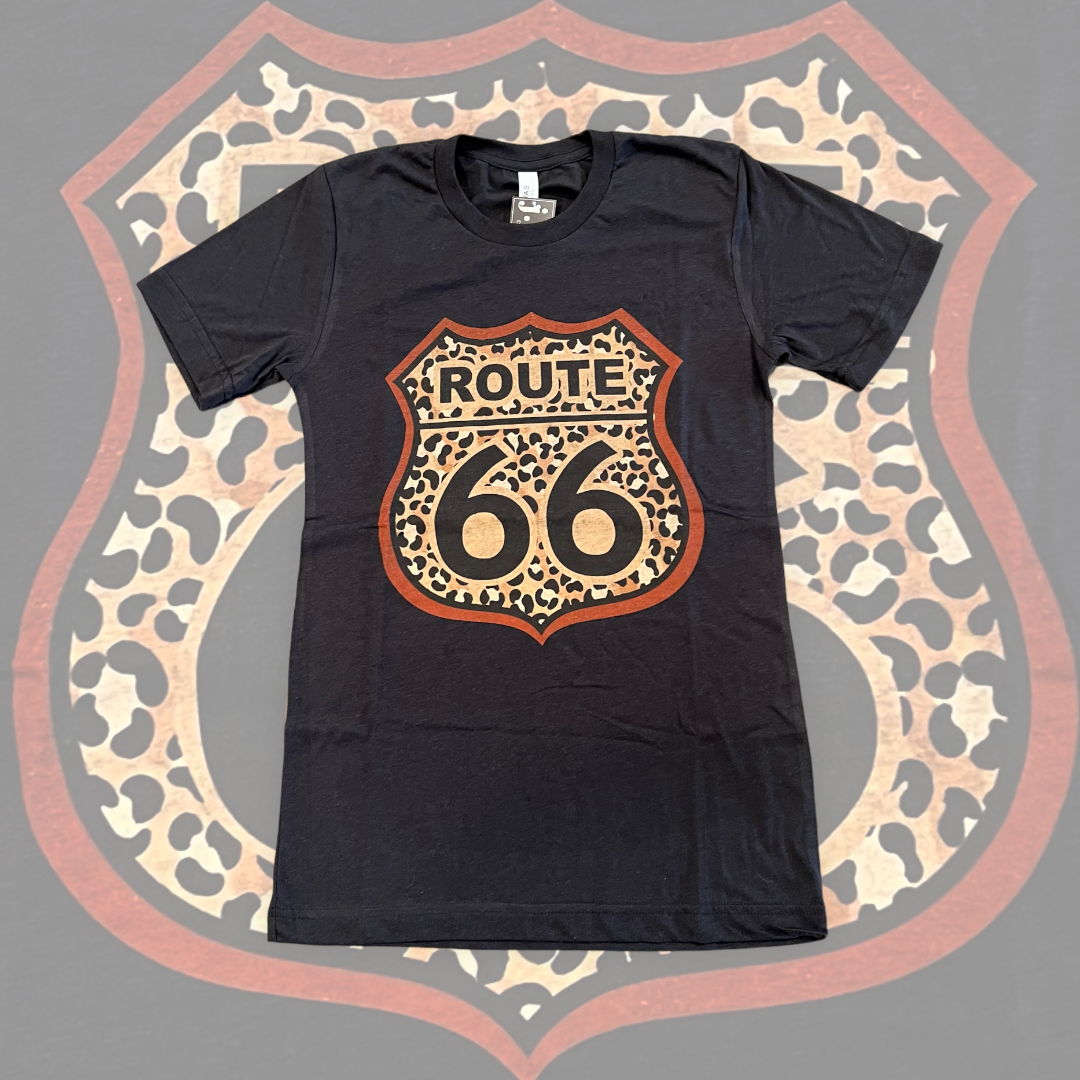 Girl’s Leopard Route 66 Tee