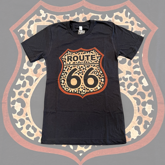 Girl’s Leopard Route 66 Tee