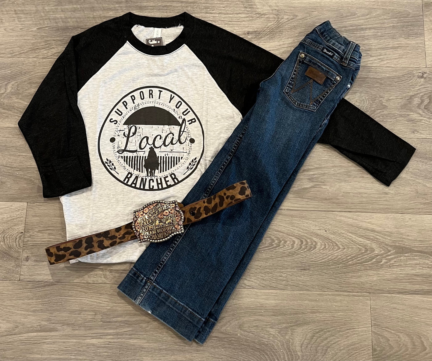 Girl’s Support Your Local Rancher 3/4 Sleeve Tee